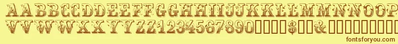 Festivacapsssk-Schriftart – Braune Schriften auf gelbem Hintergrund