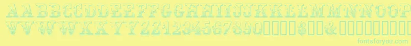 Czcionka Festivacapsssk – zielone czcionki na żółtym tle