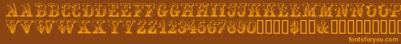 Festivacapsssk-Schriftart – Orangefarbene Schriften auf braunem Hintergrund