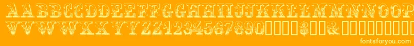 Festivacapsssk-Schriftart – Gelbe Schriften auf orangefarbenem Hintergrund