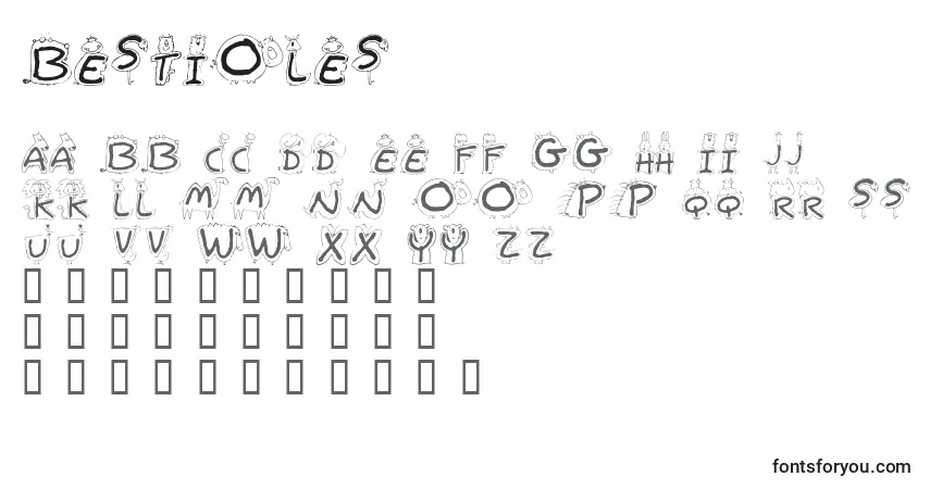 A fonte Bestioles – alfabeto, números, caracteres especiais