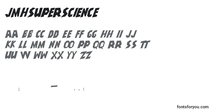 A fonte JmhSuperScience (114838) – alfabeto, números, caracteres especiais
