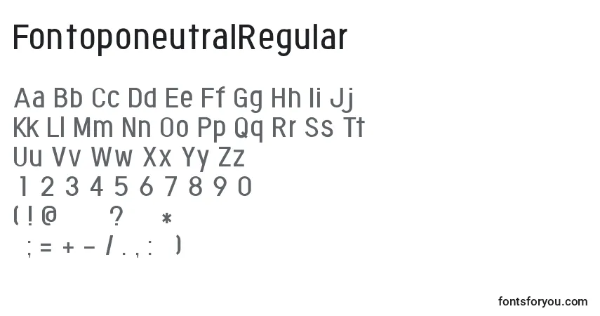 FontoponeutralRegular-fontti – aakkoset, numerot, erikoismerkit