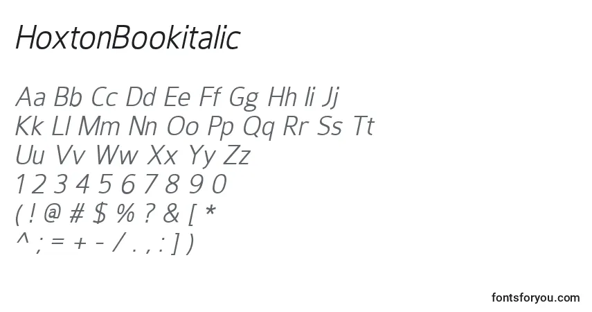 HoxtonBookitalic-fontti – aakkoset, numerot, erikoismerkit