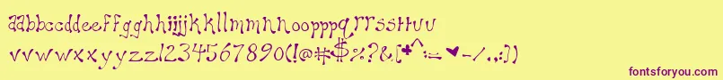 Maryellen-Schriftart – Violette Schriften auf gelbem Hintergrund