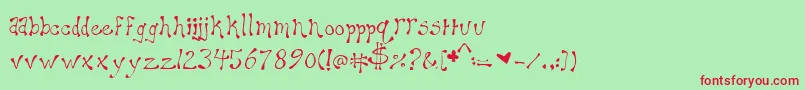 Maryellen-Schriftart – Rote Schriften auf grünem Hintergrund