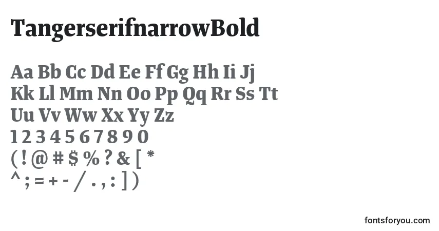 Шрифт TangerserifnarrowBold – алфавит, цифры, специальные символы