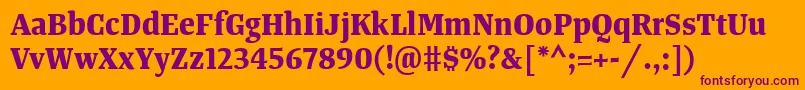 TangerserifnarrowBold Font – Purple Fonts on Orange Background