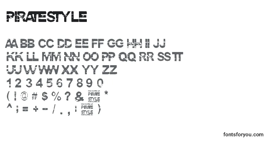 A fonte PirateStyle – alfabeto, números, caracteres especiais