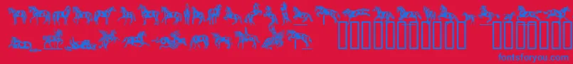 Linotypedressage-fontti – siniset fontit punaisella taustalla
