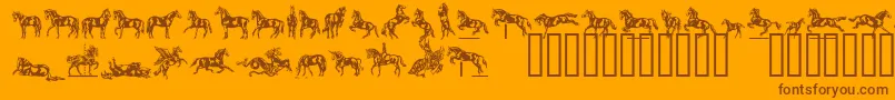Fonte Linotypedressage – fontes marrons em um fundo laranja