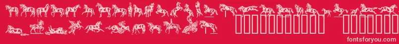 Linotypedressage-Schriftart – Rosa Schriften auf rotem Hintergrund