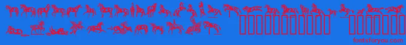 Fonte Linotypedressage – fontes vermelhas em um fundo azul