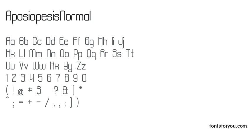 A fonte AposiopesisNormal (114845) – alfabeto, números, caracteres especiais