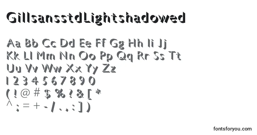 Шрифт GillsansstdLightshadowed – алфавит, цифры, специальные символы
