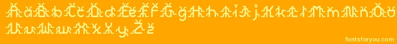 FuturexBugz-Schriftart – Gelbe Schriften auf orangefarbenem Hintergrund