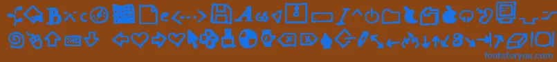 Dot ffy-Schriftart – Blaue Schriften auf braunem Hintergrund