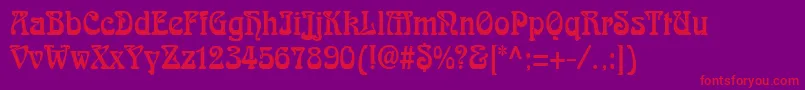 AidanThinNormal-Schriftart – Rote Schriften auf violettem Hintergrund