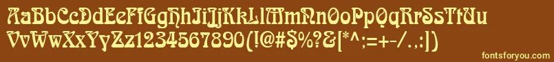 Czcionka AidanThinNormal – żółte czcionki na brązowym tle