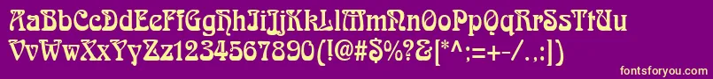 AidanThinNormal-fontti – keltaiset fontit violetilla taustalla