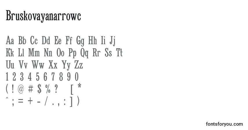 Police Bruskovayanarrowc - Alphabet, Chiffres, Caractères Spéciaux