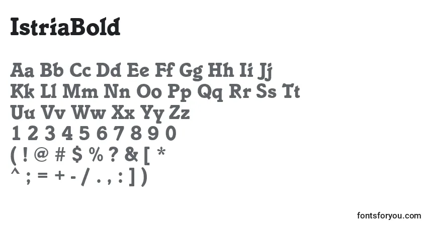 Czcionka IstriaBold – alfabet, cyfry, specjalne znaki