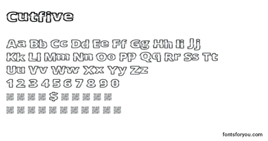 Schriftart Cutfive – Alphabet, Zahlen, spezielle Symbole