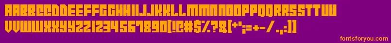 CyborgCity-Schriftart – Orangefarbene Schriften auf violettem Hintergrund