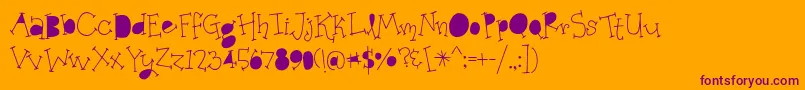 OrganicFridaysSolidAlternates-Schriftart – Violette Schriften auf orangefarbenem Hintergrund