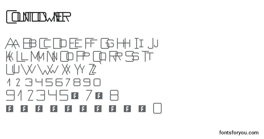 A fonte Countdowner – alfabeto, números, caracteres especiais