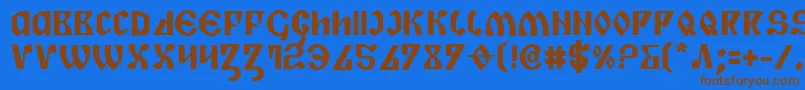 フォントPiperPieBold – 茶色の文字が青い背景にあります。