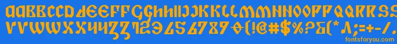 フォントPiperPieBold – オレンジ色の文字が青い背景にあります。