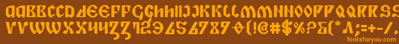 フォントPiperPieBold – オレンジ色の文字が茶色の背景にあります。