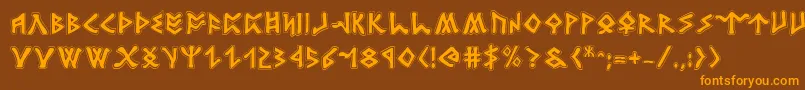 Rosicruciana-Schriftart – Orangefarbene Schriften auf braunem Hintergrund