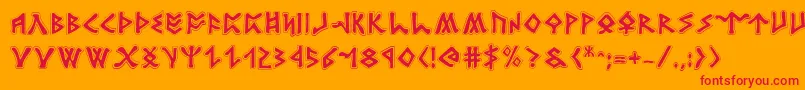 フォントRosicruciana – オレンジの背景に赤い文字