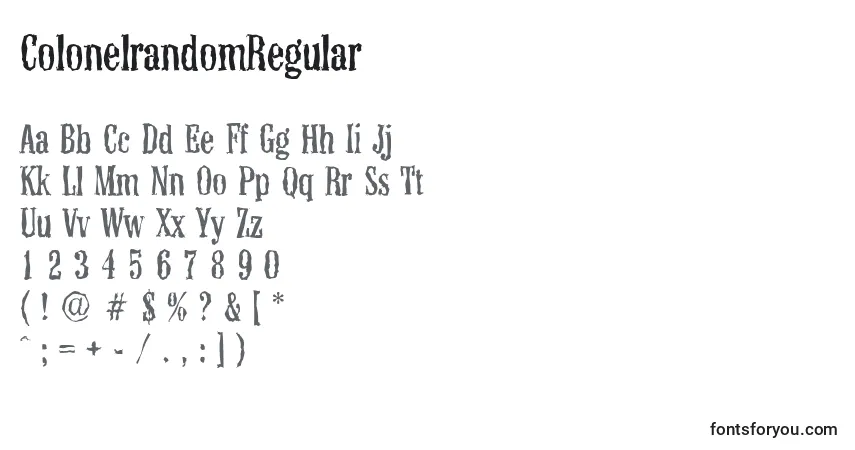 Schriftart ColonelrandomRegular – Alphabet, Zahlen, spezielle Symbole
