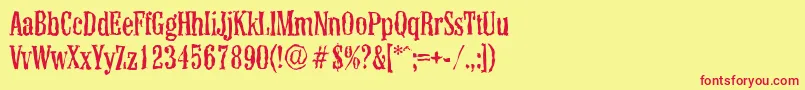 ColonelrandomRegular-fontti – punaiset fontit keltaisella taustalla
