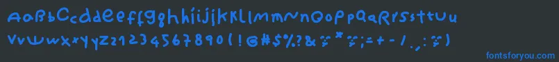 Fonte CantikaCuteHandwriting – fontes azuis em um fundo preto