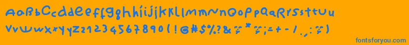 CantikaCuteHandwriting-Schriftart – Blaue Schriften auf orangefarbenem Hintergrund