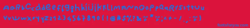 CantikaCuteHandwriting Font – Blue Fonts on Red Background