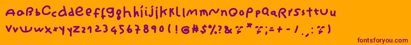 CantikaCuteHandwriting Font – Purple Fonts on Orange Background