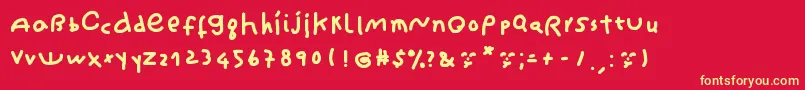 CantikaCuteHandwriting Font – Yellow Fonts on Red Background