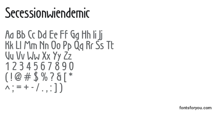 Шрифт Secessionwiendemic – алфавит, цифры, специальные символы