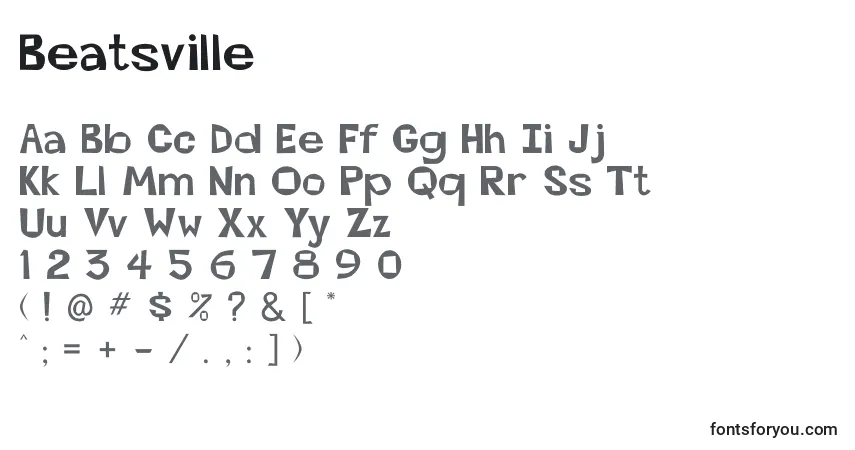 Schriftart Beatsville – Alphabet, Zahlen, spezielle Symbole