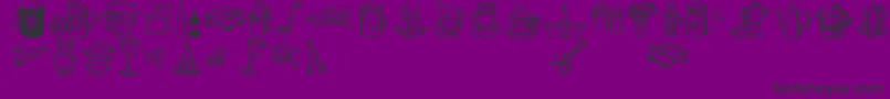 Prositbats-Schriftart – Schwarze Schriften auf violettem Hintergrund
