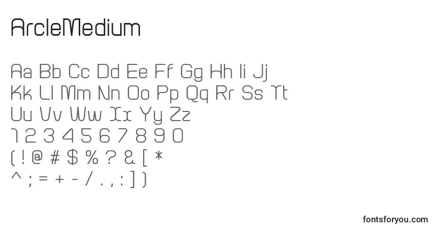 Czcionka ArcleMedium – alfabet, cyfry, specjalne znaki