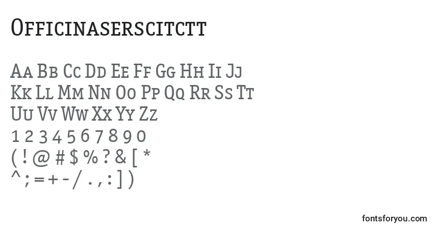 A fonte Officinaserscitctt – alfabeto, números, caracteres especiais