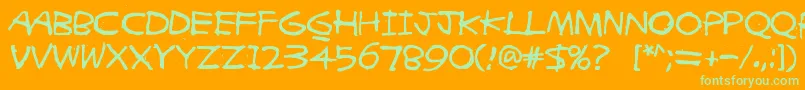 Weitere Informationen zur Zigzagzoel-Schriftart Zigzagzoel-Schriftart – Grüne Schriften auf orangefarbenem Hintergrund
