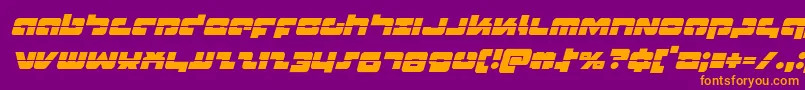 Boomsticklaserital-Schriftart – Orangefarbene Schriften auf violettem Hintergrund