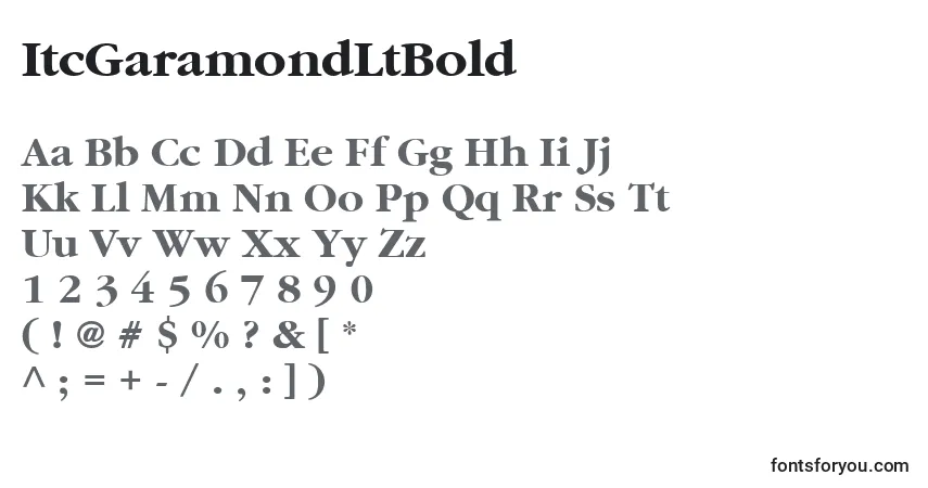 Czcionka ItcGaramondLtBold – alfabet, cyfry, specjalne znaki